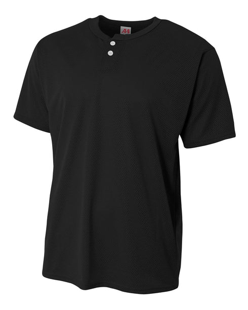 A4 Youth 2-Button Mesh Henley (NB4130), Color 'Black'